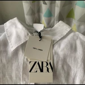 Zara 100% linen button up longsleeve new with tags
